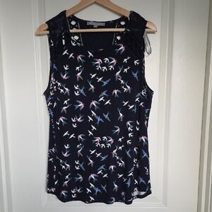 Daniel Rainn Navy Bird Pattern Tank Top